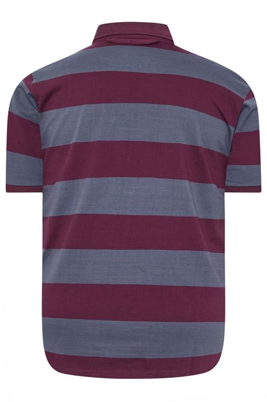 KAM Indigo Blue Striped Short Sleeve Rugby Polo Shirt | BadRhino 2
