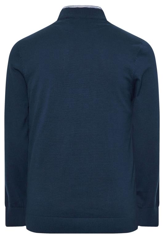 BadRhino Big & Tall Navy Blue Cable Knit Mock Shirt Jumper | BadRhino 5