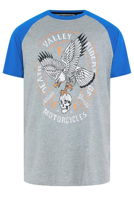  KAM Big & Tall Grey Raglan Graphic Print T-Shirt