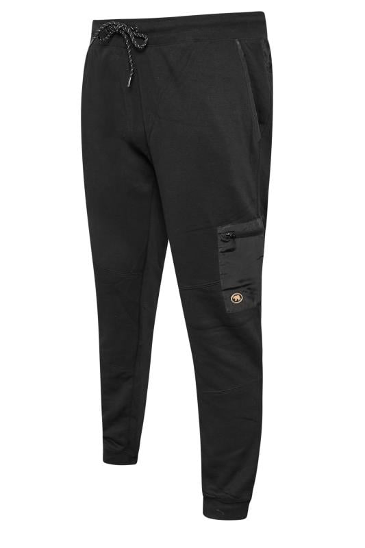 D555 Big & Tall Black Woven Fabric Trim Joggers | BadRhino 1