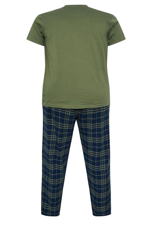 BadRhino Big & Tall Khaki Green Check Pyjama Set | BadRhino 6
