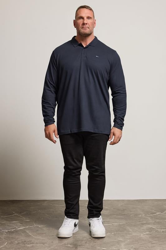 BadRhino Navy Blue Essential Long Sleeve Polo Shirt | BadRhino 2