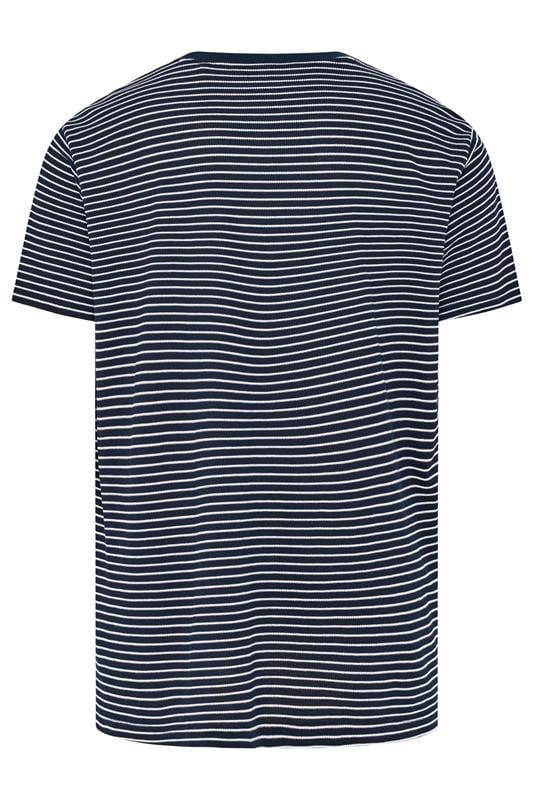 BadRhino Big & Tall Navy Blue Stripe Pique T-Shirt | BadRhino 8