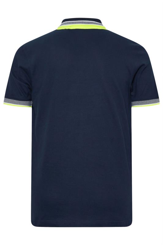 BadRhino Big & Tall Navy Blue Neon Tipped Polo Shirt | BadRhino 4