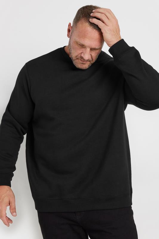 BadRhino Big & Tall Black Crew Neck Sweatshirt | BadRhino 1