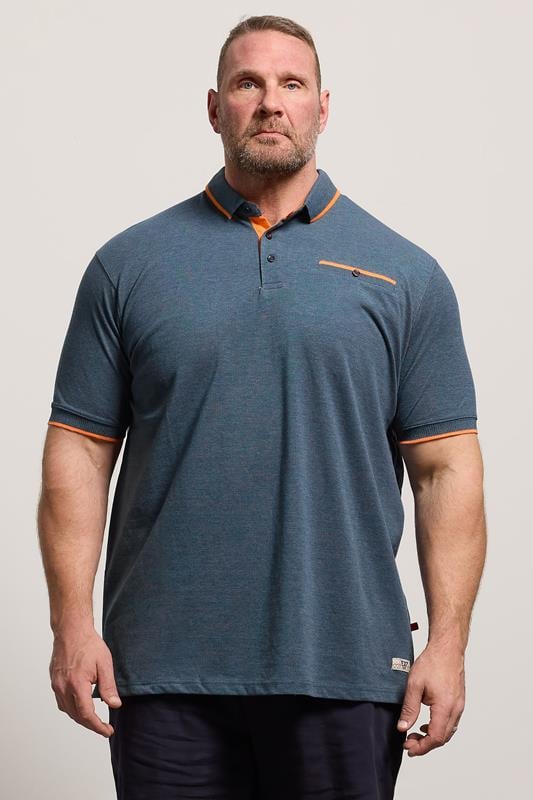  D555 Big & Tall Teal Blue Jacquard Polo Shirt