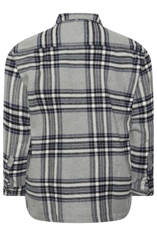 KAM Big & Tall Silver Brushed Cotton Checked Overshirt | BadRhino 2