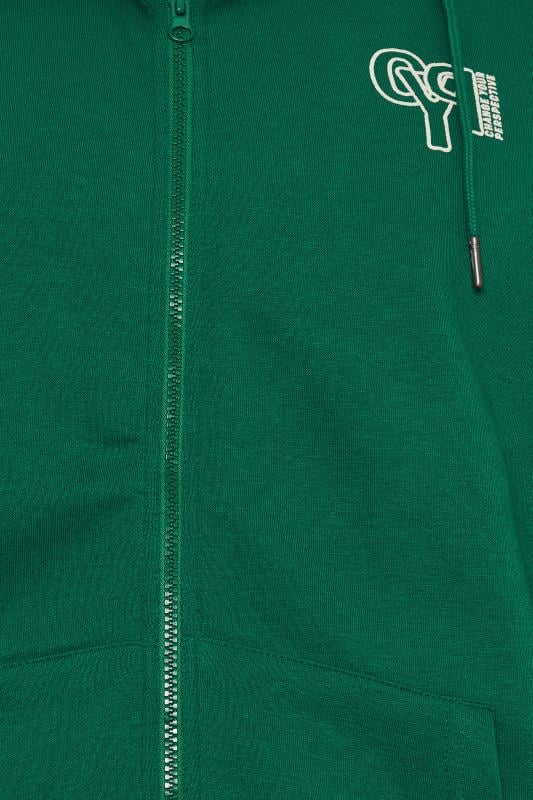 BLEND Big & Tall Forest Green Zip Through Hooded Sweatshirt | BadRhino 2