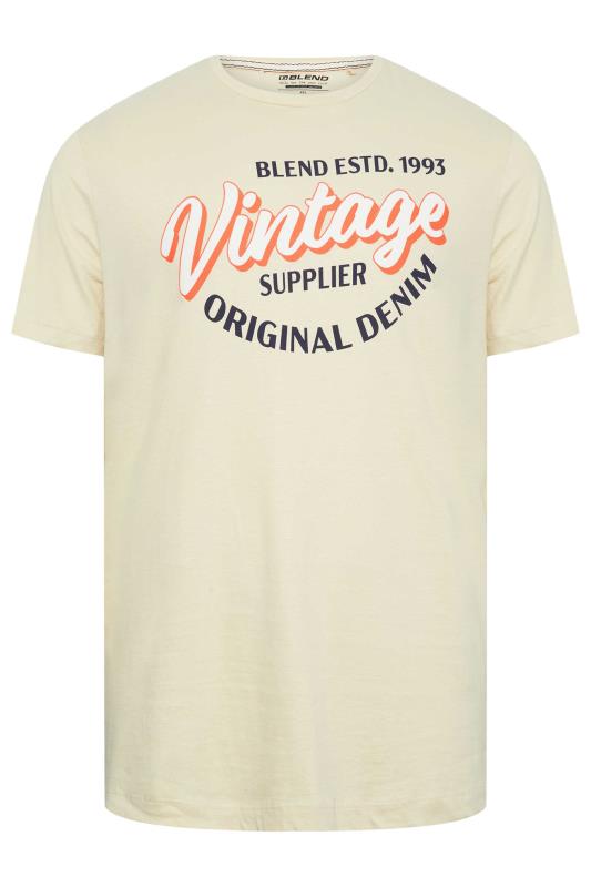 BLEND Big & Tall Cream 'Vintage' T-Shirt | BadRhino 2