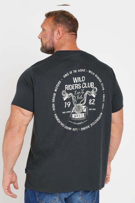 BadRhino Big & Tall Ebony Grey 'Wild Riders Club' T-Shirt | BadRhino 3