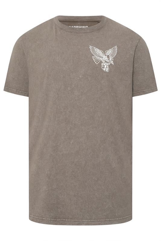 Men's  BadRhino Big & Tall Brown Extra Long Acid Wash Falcon Graphic T-Shirt