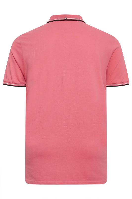 BEN SHERMAN Big & Tall Pink Tipped Polo Shirt | BadRhino 3