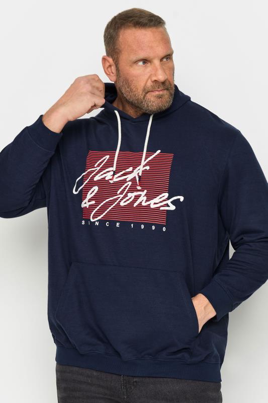 Men's  JACK & JONES Big & Tall Navy Blue Chest Logo Hoodie