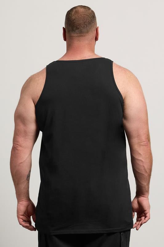 BadRhino Big & Tall 5 Pack Black Extra Long Plain Vest Top | BadRhino 4