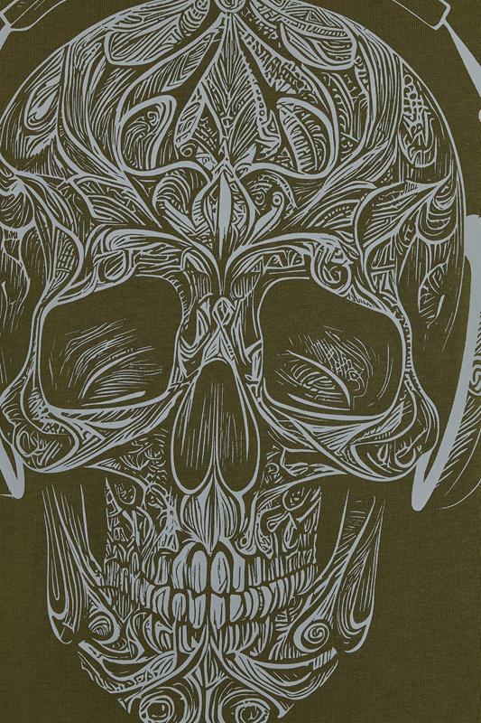 KAM Big & Tall Dark Olive Skull Print T-Shirt | BadRhino 3