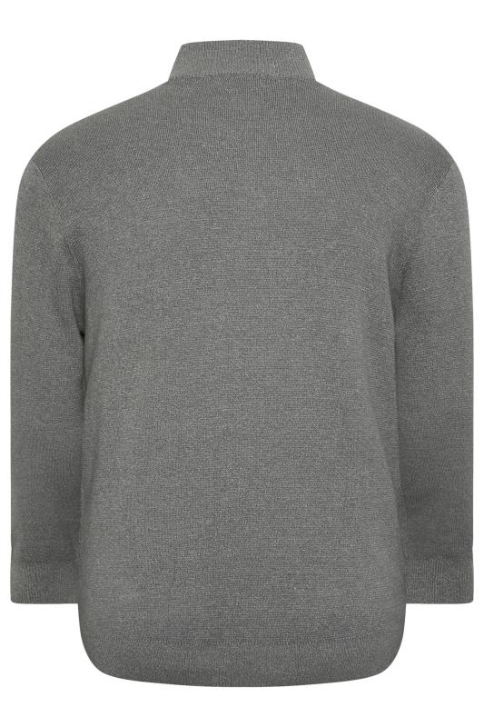 BadRhino Big & Tall Grey Milano Quarter Zip Knitted Jumper | BadRhino 5