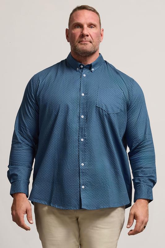 Men's  BadRhino Big & Tall Blue Geometric Print Party Shirt