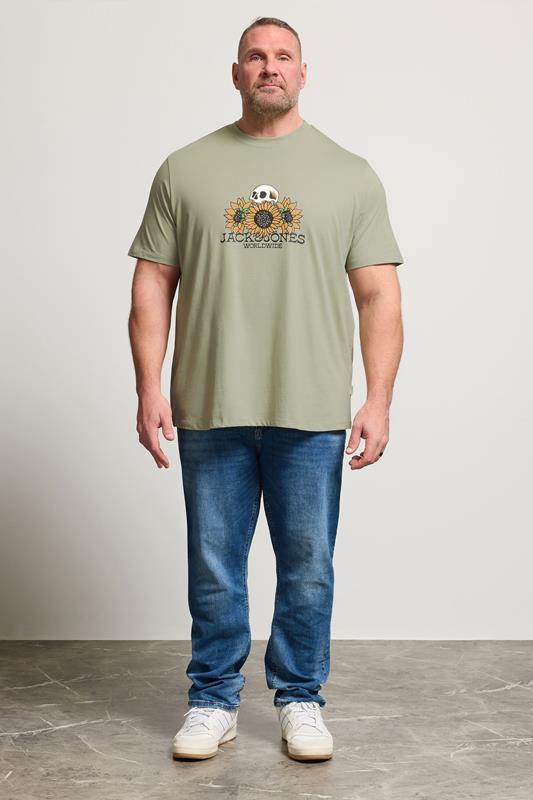 JACK & JONES Big & Tall Seagrass Green Graphic T-Shirt | BadRhino 1