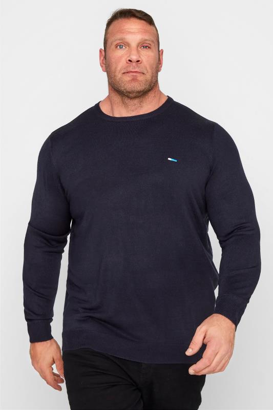 Men's  BadRhino Big & Tall Navy Blue Knitted Jumper