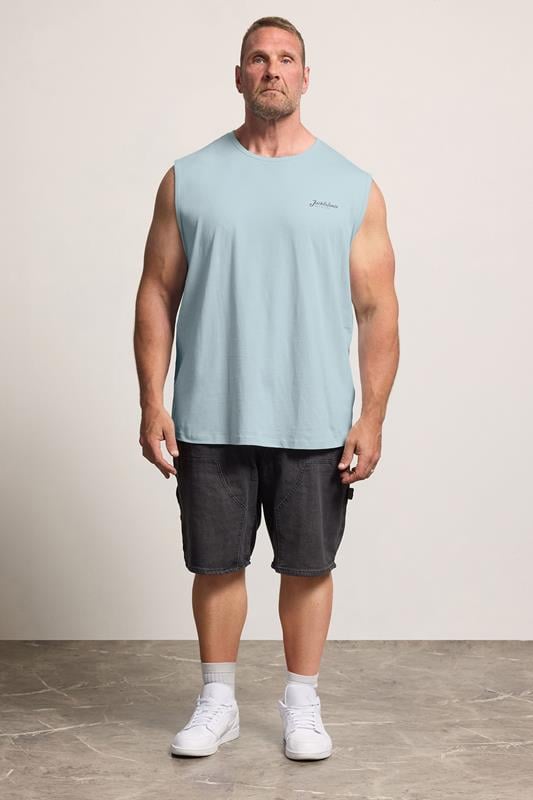 JACK & JONES 3 PACK Big & Tall White, Black, and Light Blue Tanktops | BadRhino 4