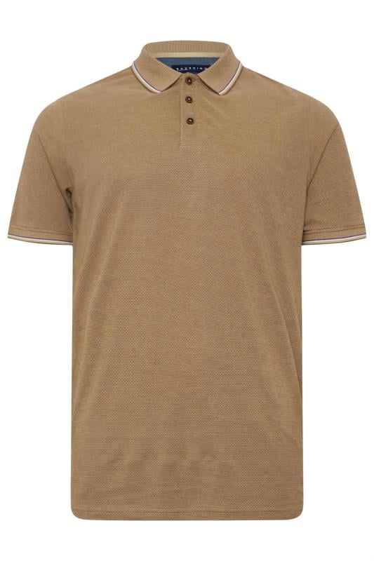 BadRhino Big & Tall Tan Brown Textured Tipped Polo Shirt | BadRhino 4