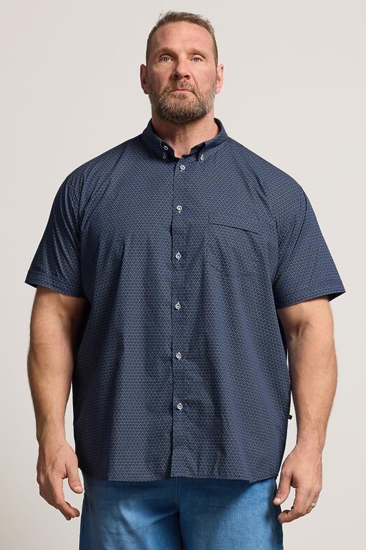  KAM Big & Tall Navy Blue Geo Print Shirt