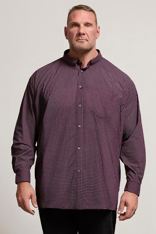 Men's  KAM Big & Tall Fig Purple Long Sleeve Geometric Shirt