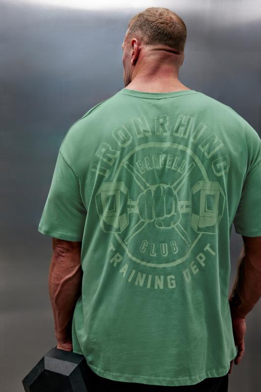 IronRhino Big & Tall Green Dumbbell Print 'Training Dept' T-Shirt | BadRhino 1