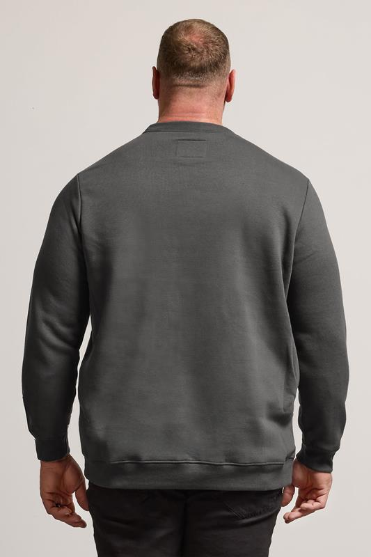 BadRhino Big & Tall Grey Premium Crew Neck Sweatshirt | BadRhino 3