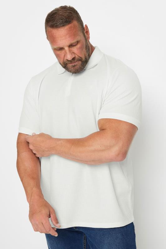 JACK & JONES Big & Tall White Half Zip Short Sleeve Polo Shirt | BadRhino 2