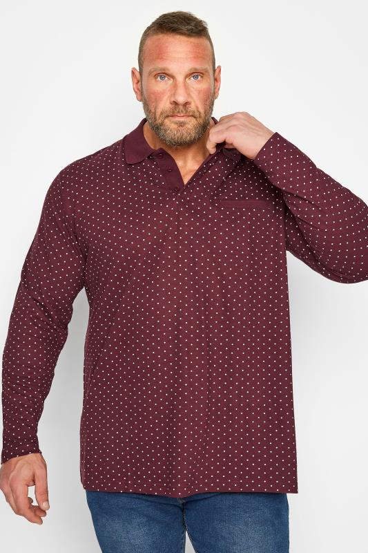 Men's  BadRhino Big & Tall Burgundy Red Dobby Print Polo Shirt