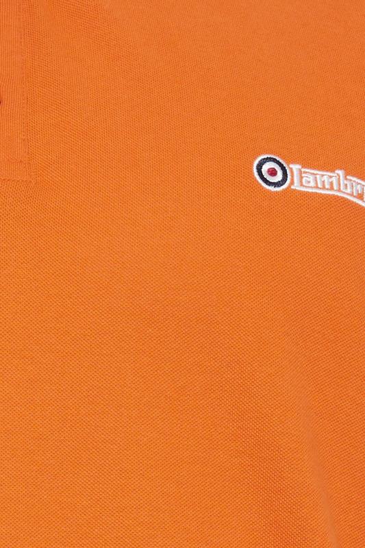 LAMBRETTA Big & Tall Orange Twin Tipped Polo Shirt | BadRhino 2