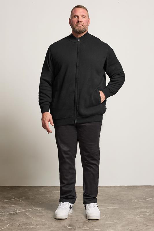 BadRhino Big & Tall Black Knitted Borg Zip Up | BadRhino 2