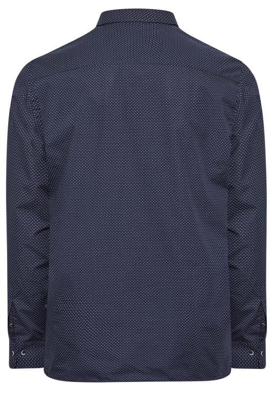 KAM Big & Tall Navy Blue Dobby Print Premium Shirt | BadRhino 4
