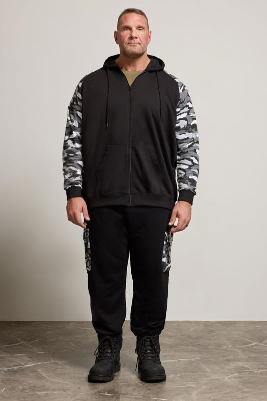 BadRhino Big & Tall Black Camo Detail Cargo Joggers | BadRhino 2