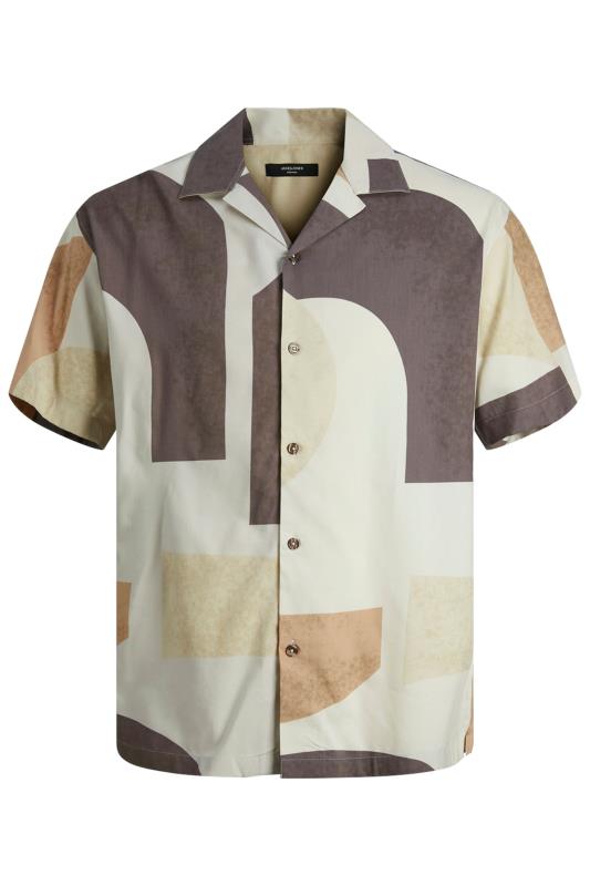 Men's  JACK & JONES Big & Tall Brown Abstract Print Resort Shirt
