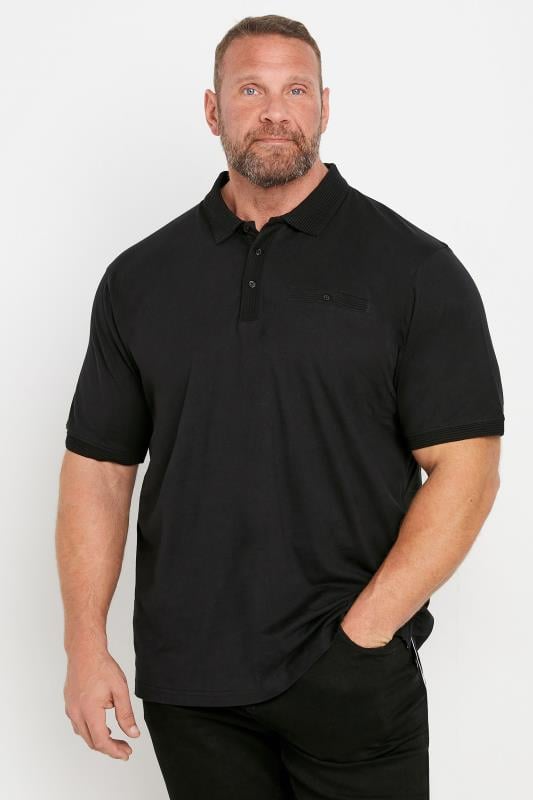 Men's  KAM Big & Tall Black Polo Shirt