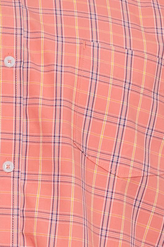 BadRhino Big & Tall Salmon Pink & Blue Small Check Print Shirt | BadRhino 3