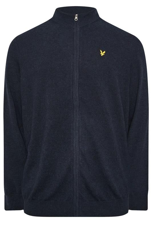 Lyle & Scott Big & Tall Navy Blue Lambswool Blend Quarter Zip Jumper | BadRhino 1