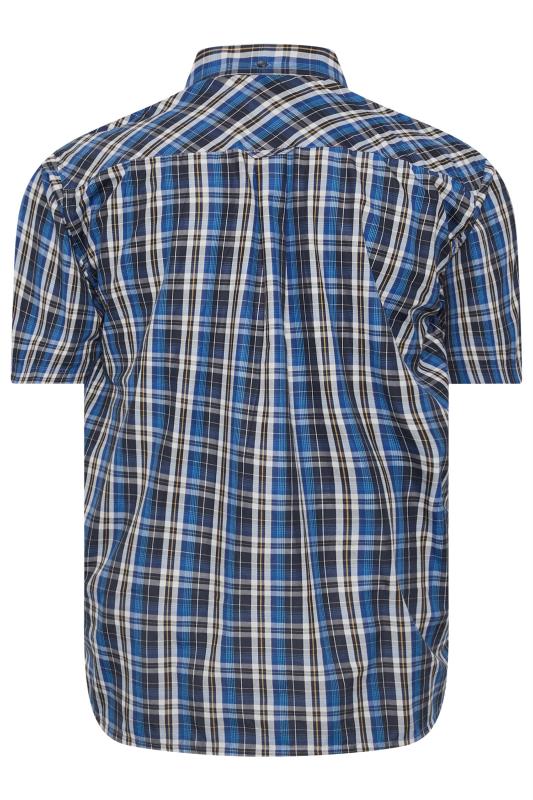 ESPIONAGE Big & Tall Navy Blue Check Print Shirt | BadRhino 4