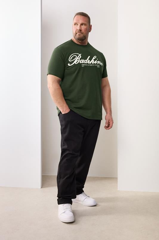  BadRhino Big & Tall Dark Green Embroidered Script T-Shirt