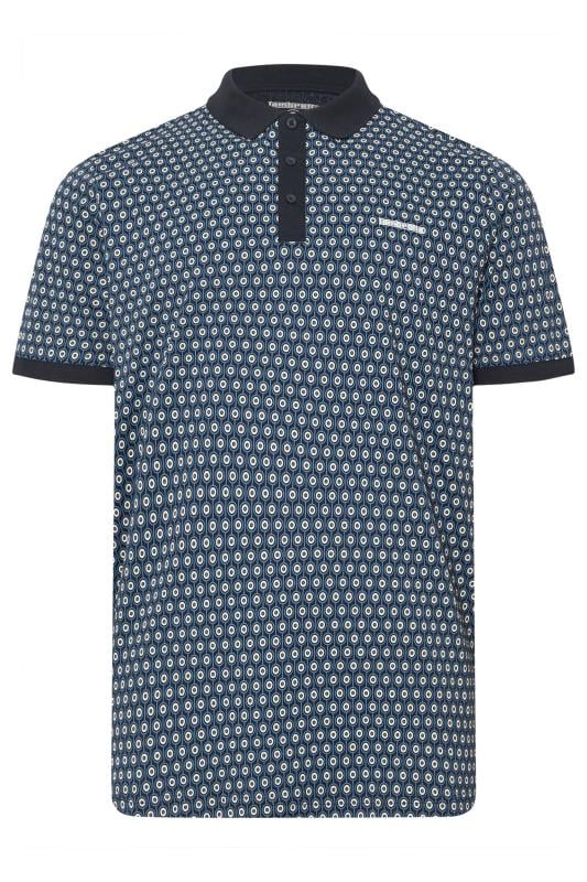 LAMBRETTA Big & Tall Navy Blue Target Print Polo Shirt | BadRhino 1