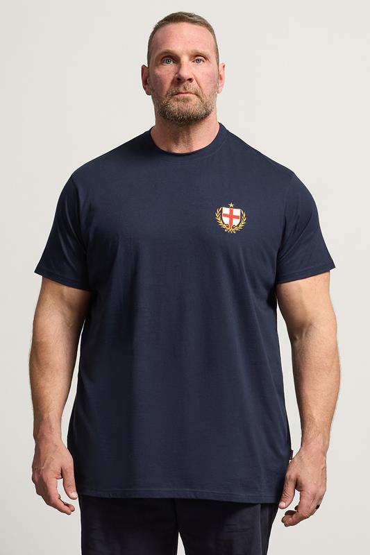  BadRhino Big & Tall Navy Blue Extra Long England Crest T-Shirt