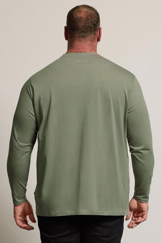 BadRhino Big & Tall Sage Green Long Sleeve Plain T-shirt | BadRhino 3