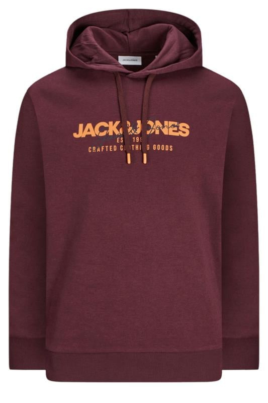 Men's  JACK & JONES Big & Tall Wine Red Logo Print Hoodie