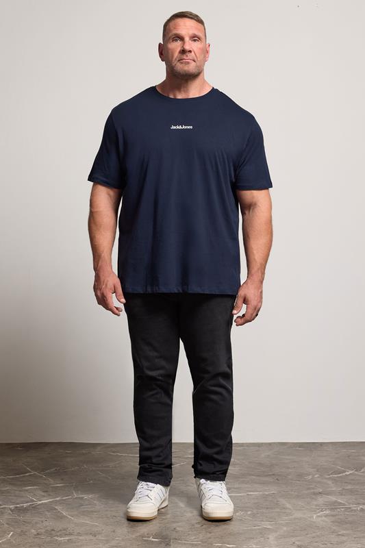JACK & JONES Big & Tall Navy Blue Crew Neck Graphic T-Shirt | BadRhino 2