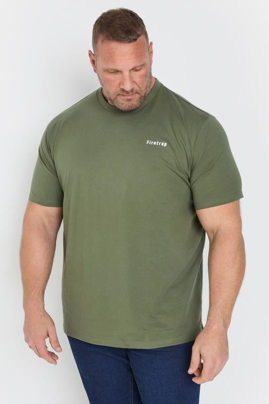 FIRETRAP Big & Tall 3 PACK Khaki Green & Blue T-Shirts | BadRhino 2