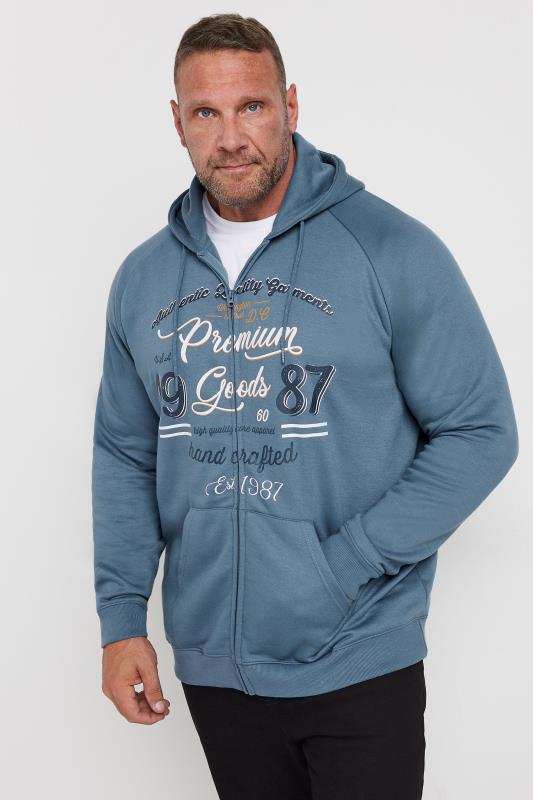 BadRhino Big & Tall Blue Zip Through 'Premium Goods' Graphic Hoodie | BadRhino 2