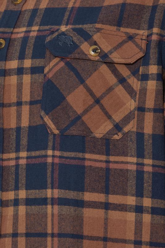 D555 Big & Tall Brown Check Print Overshirt | BadRhino 3