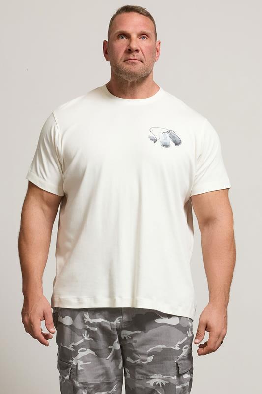 BadRhino Big & Tall Off-White Military Dog Tag Graphic T-Shirt | BadRhino 3